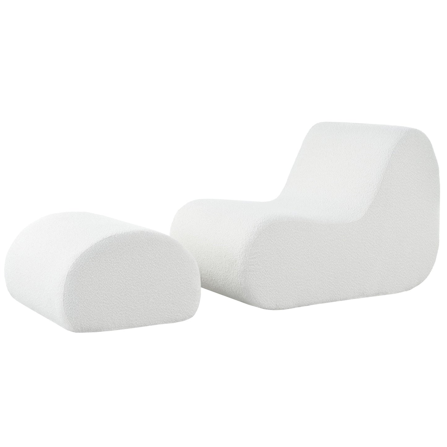 Curved Lounge Chair With Ottoman And High Resilience Foam Noble House