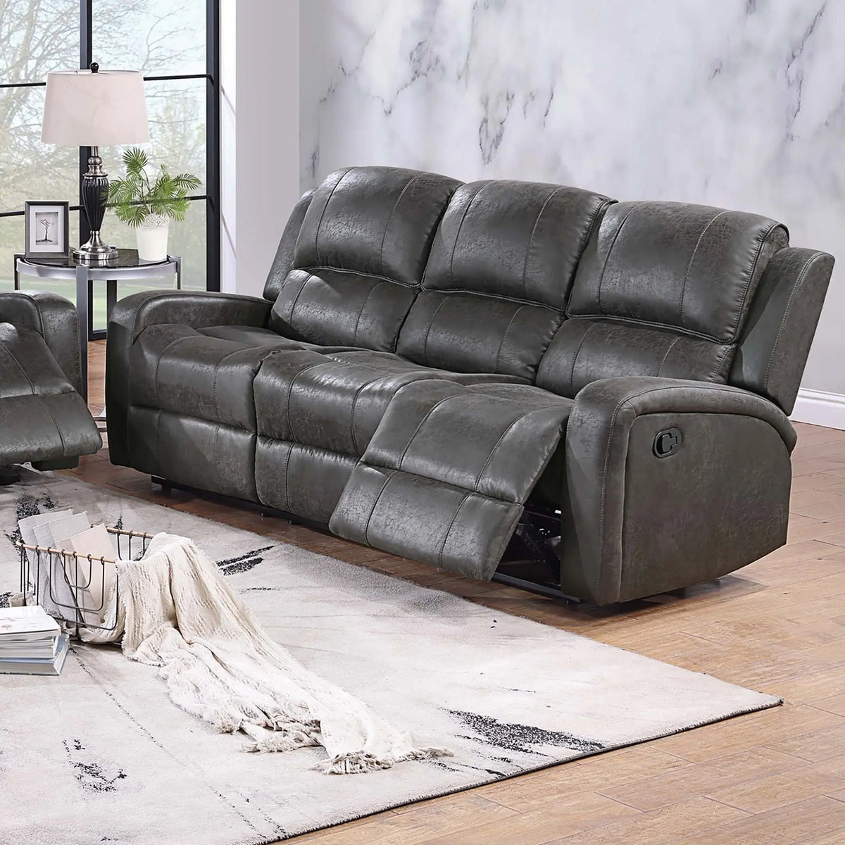 Modern Reclining Sofa With Padded Seat And Backrest Home Essentials