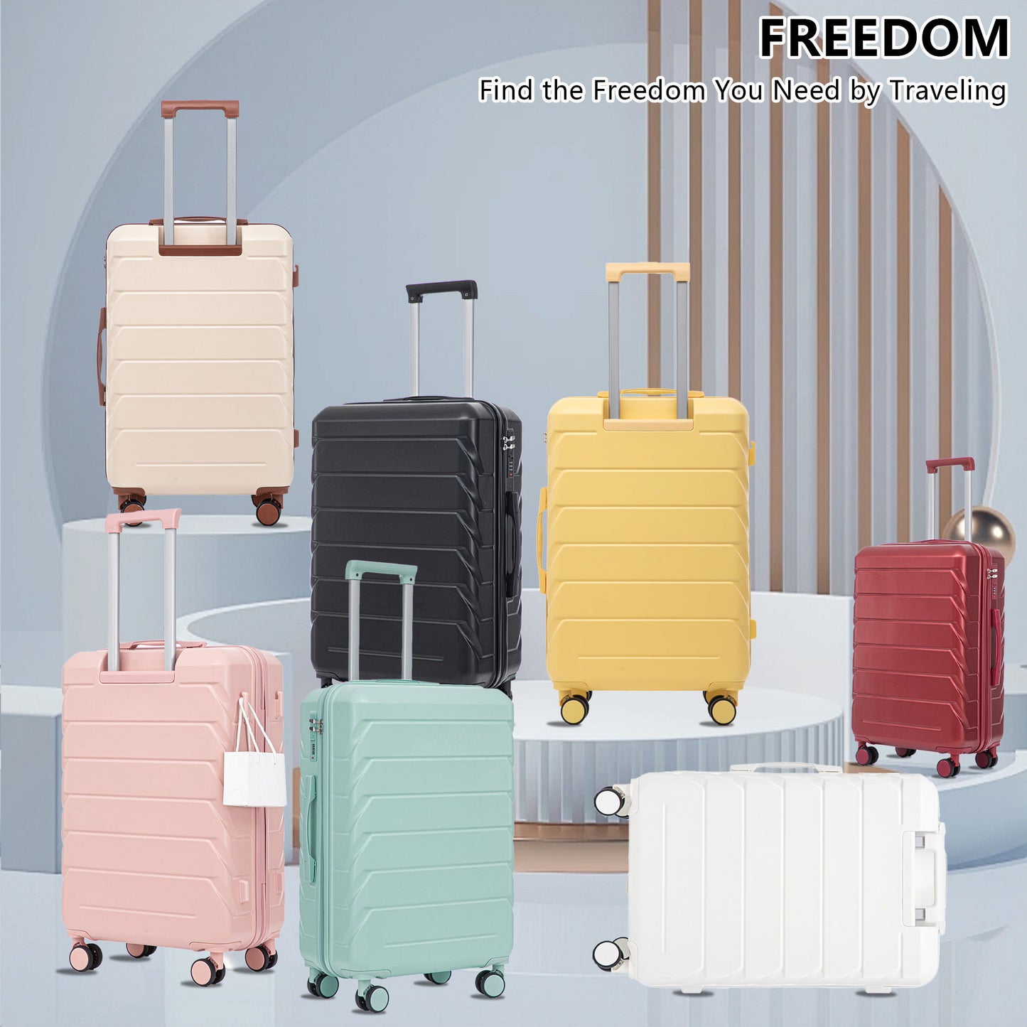 3 Pieces Set 20" / 24" / 28" Spinner Wheel Luggage With Combination Lock Daily Nest