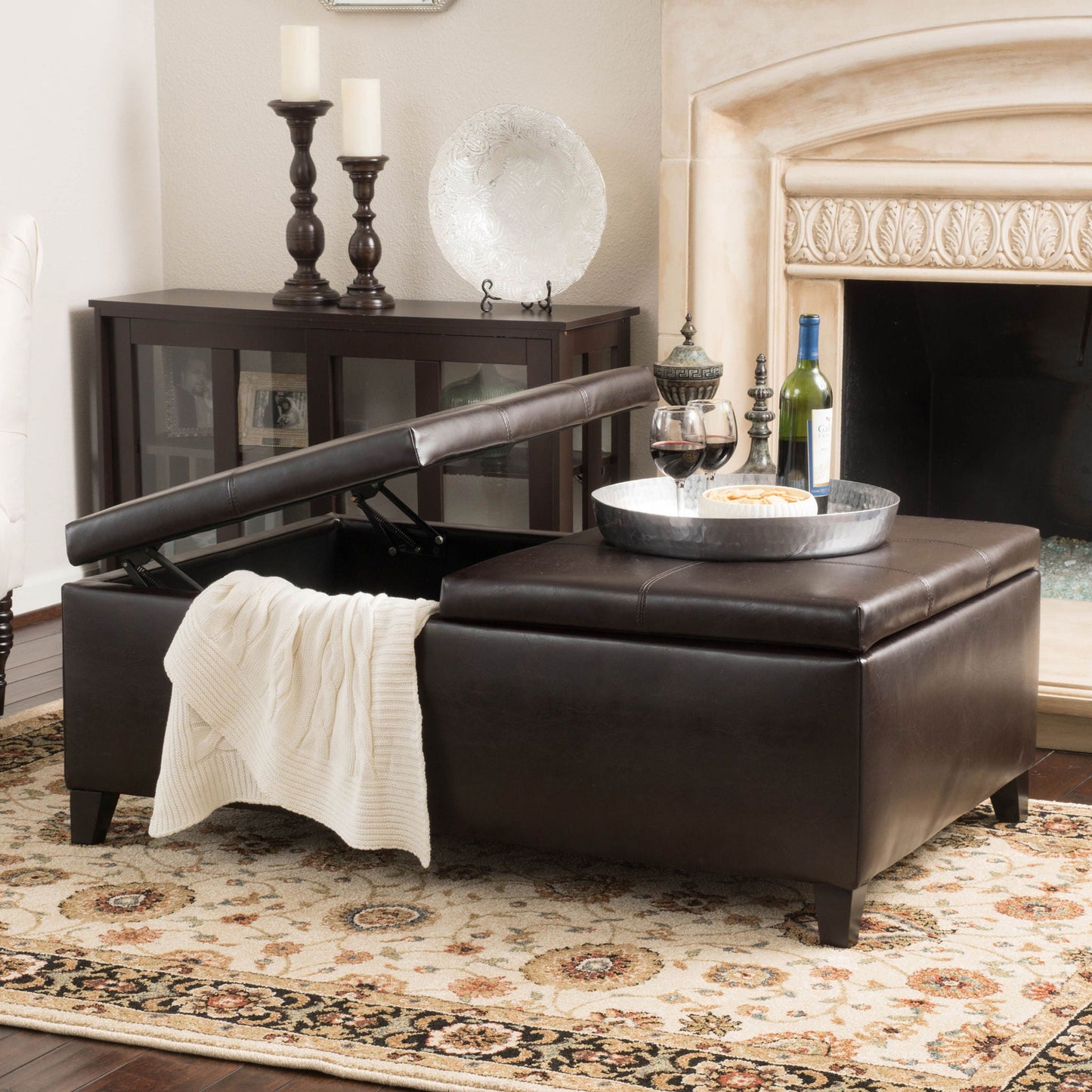 Lanister - Ottoman Double Top Storage - Brown Noble House