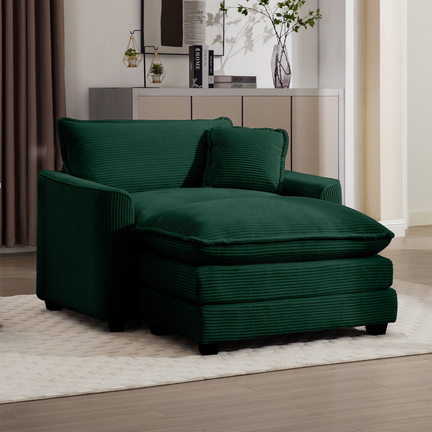 Classic Modern Comfortable Single Chair Deep Seat Sofa With Footstool Home Essentials