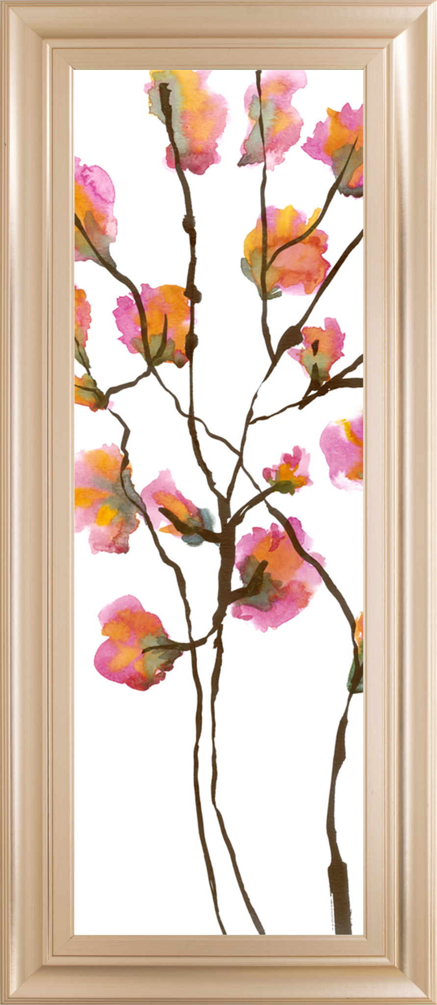 Inky Blossoms I By Deborah Velasquez - Framed Print Wall Art - Pink Classy Art