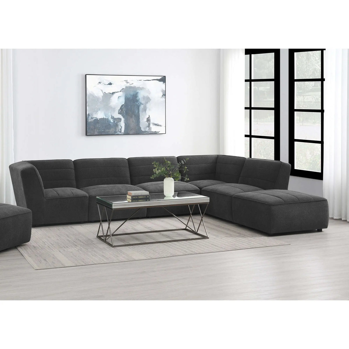 Vincent - 6 Piece Modular Sectional - Charcoal Furniture Max