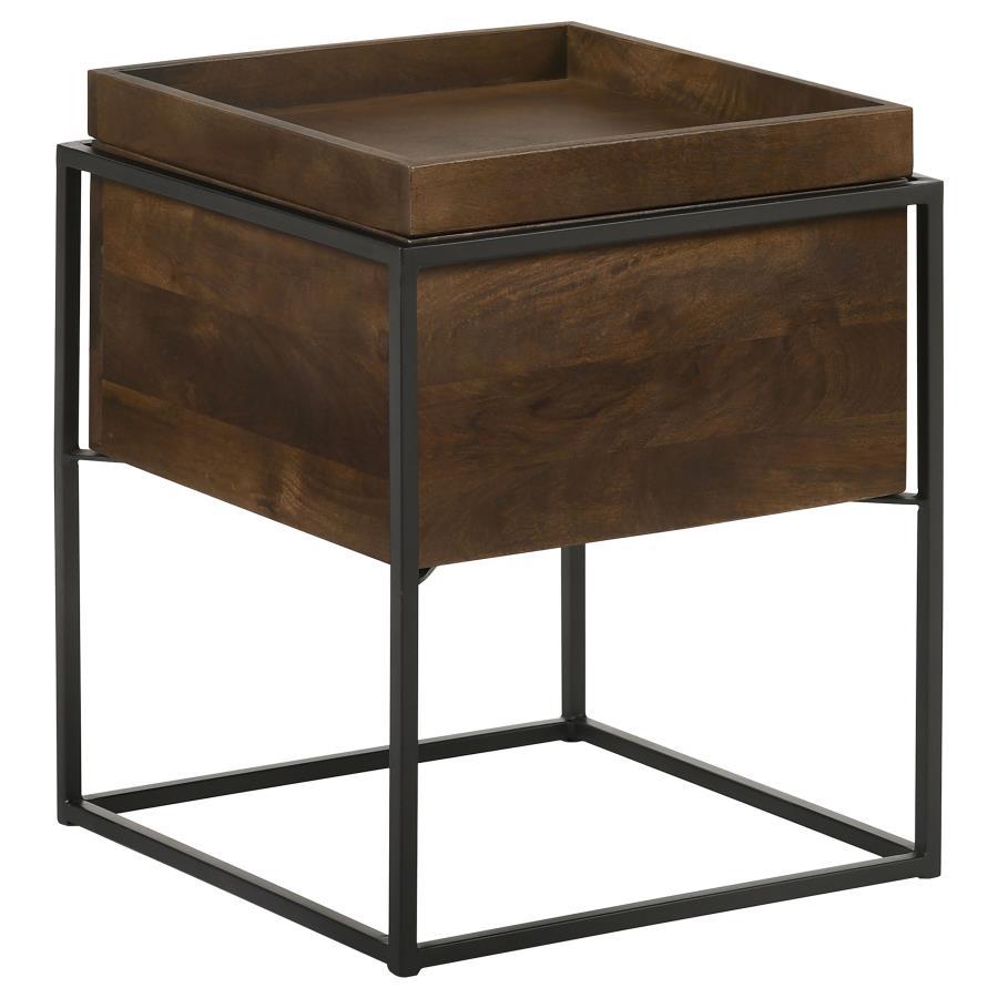 Ondrej - Square Accent Side Table Removable Tray - Dark Brown CoasterEssence