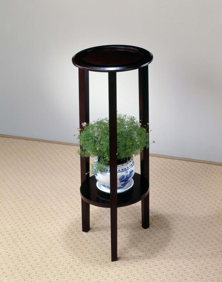 Kirk - 1-Shelf Round Wood Plant Stand Side Table - Espresso CoasterEveryday