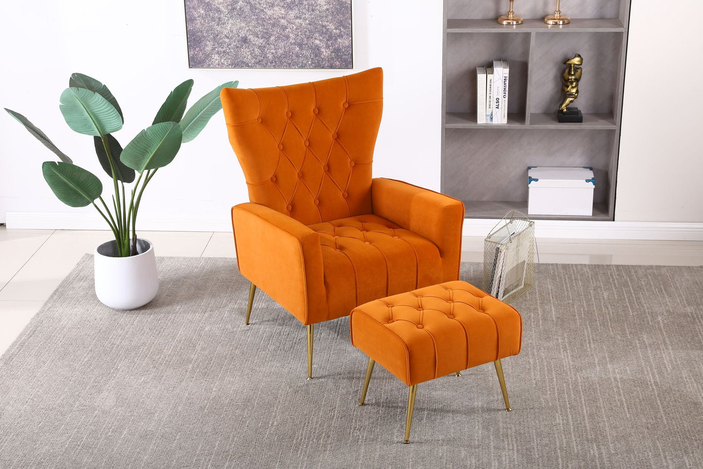 Modern Accent Chair With Ottoman, Comfy Armchair For Living Room Home Essentials