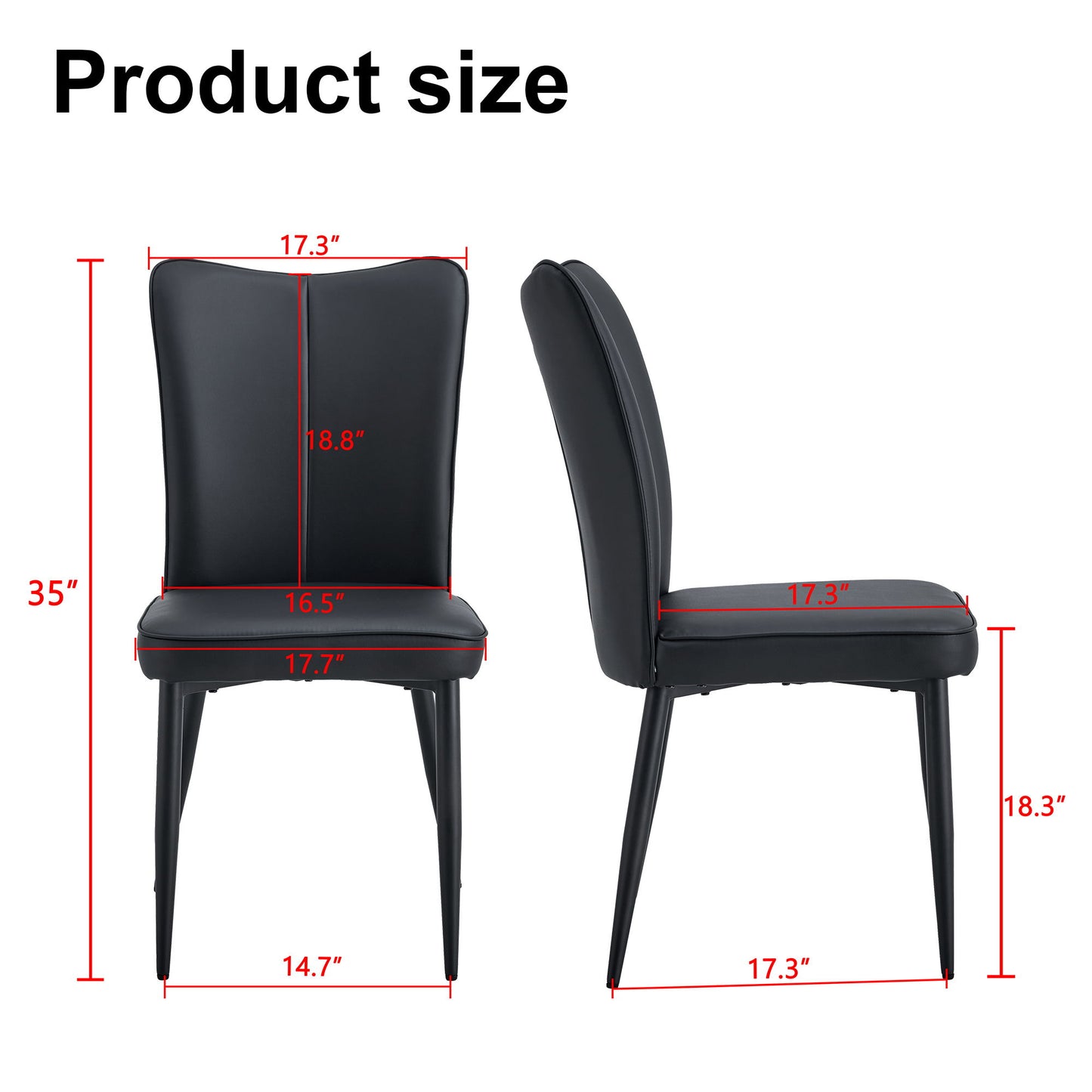 Modern Chair Set 4 Pieces With Vertical Backrest Design For Kitchen And Living Rooms - Black Home Essentials