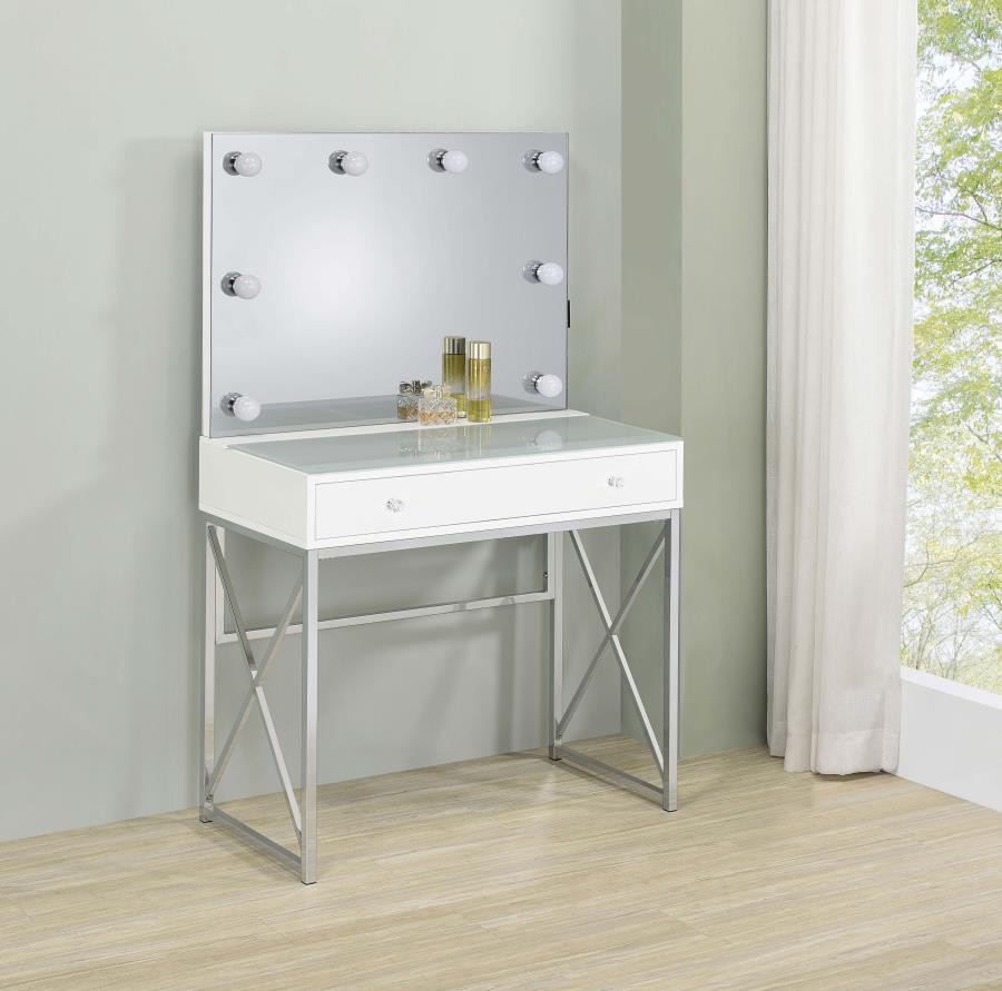 Eliza - Vanity Set With Lighting & Stool - White And Chrome Coaster Fine Furniture