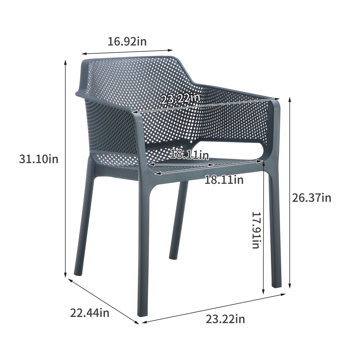 3 Piece Plastic Arm Chair Bistro Grs Premium Ocean Plastic Home Essentials