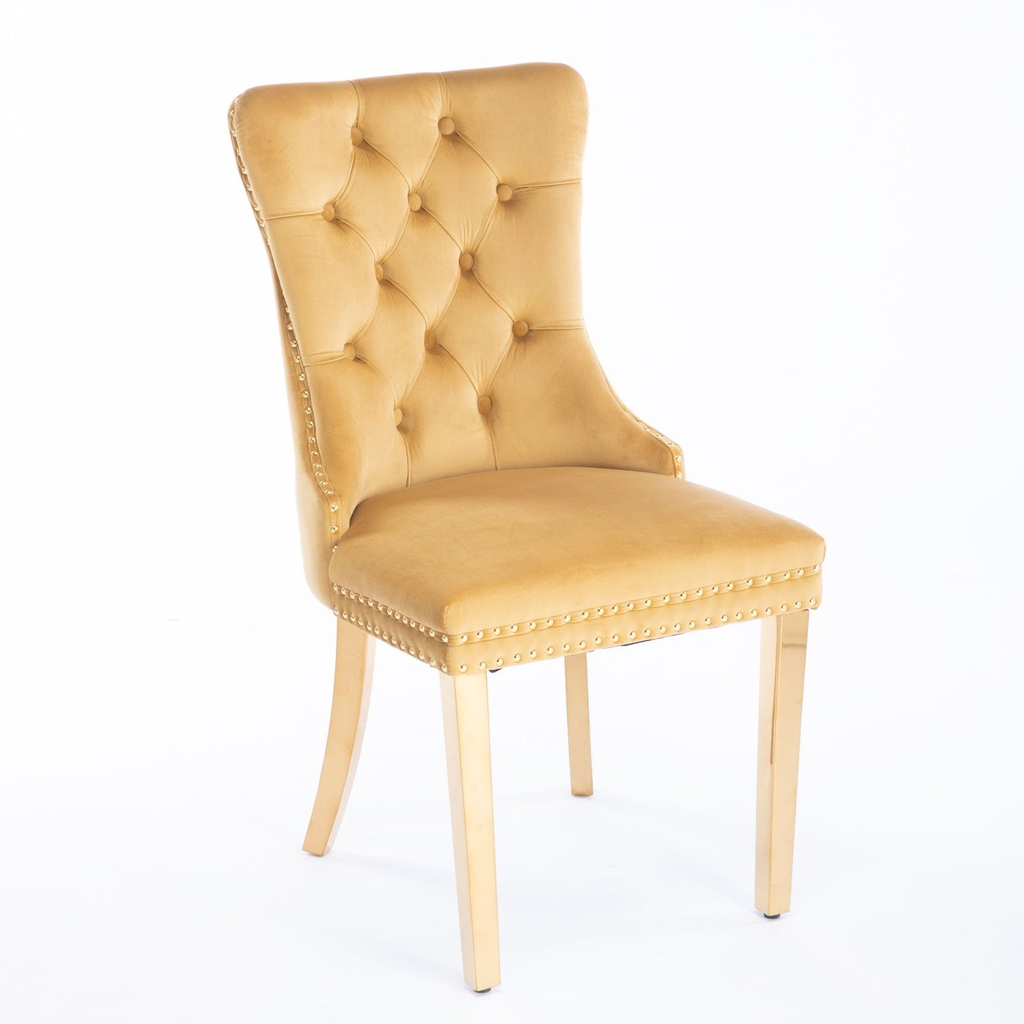 Nikki - Modern, High-End Tufted Solid Wood Contemporary Velvet Upholstered Dining Chair With Golden Stainless Steel Plating Legs, Nailhead Trim (Set of 2) Home Essentials
