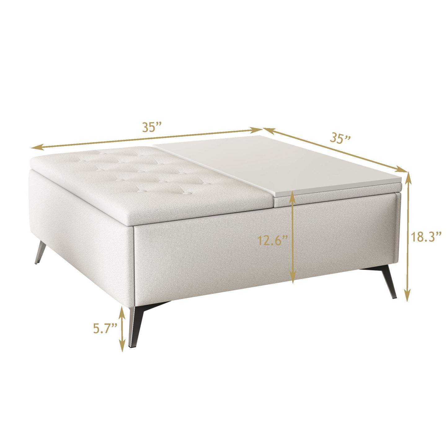 Modern Square Storage Ottoman Coffee Table With Lift-Top Design Home Essentials
