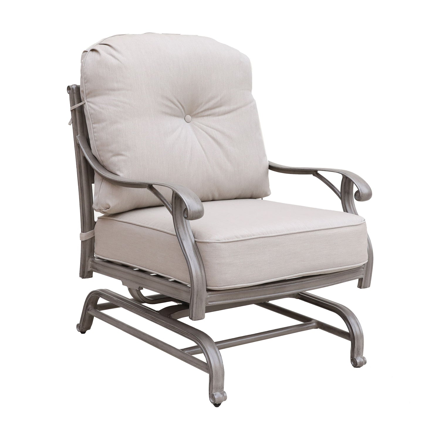 Cast Aluminum Club Motion Chair With Cushion (Set of 2) - Gray Home Essentials
