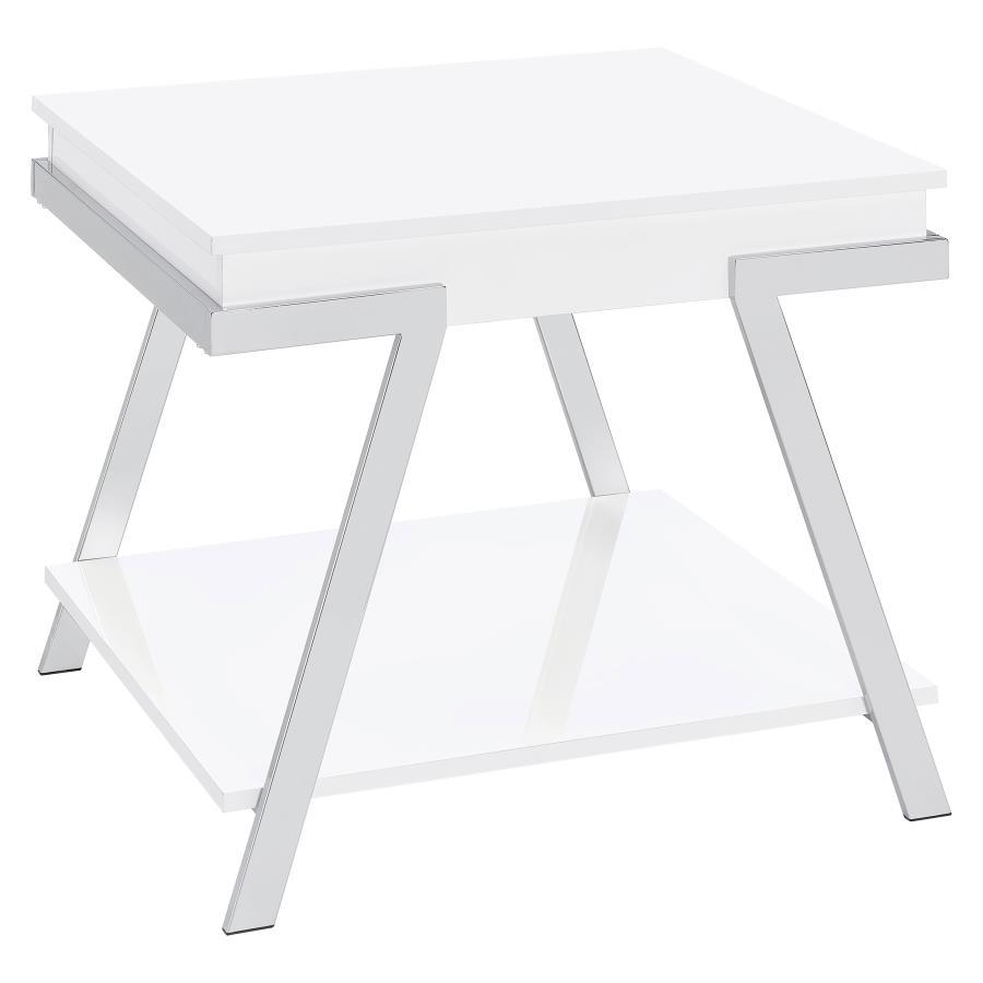 Marcia - Rectangular Side End Table - White High Gloss Coaster Fine Furniture