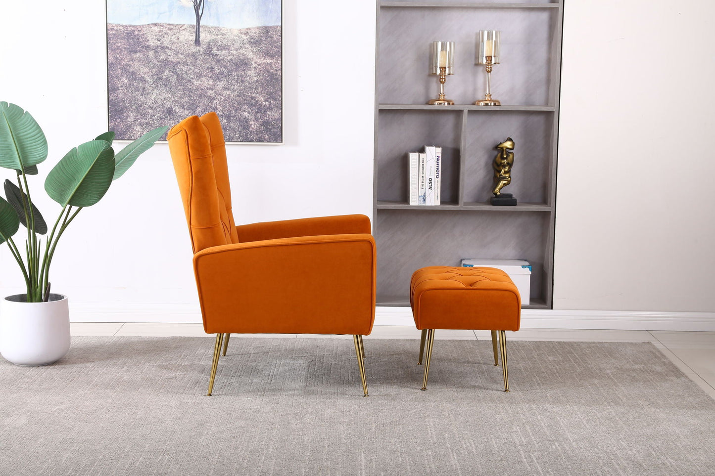 Modern Accent Chair With Ottoman, Comfy Armchair For Living Room Home Essentials