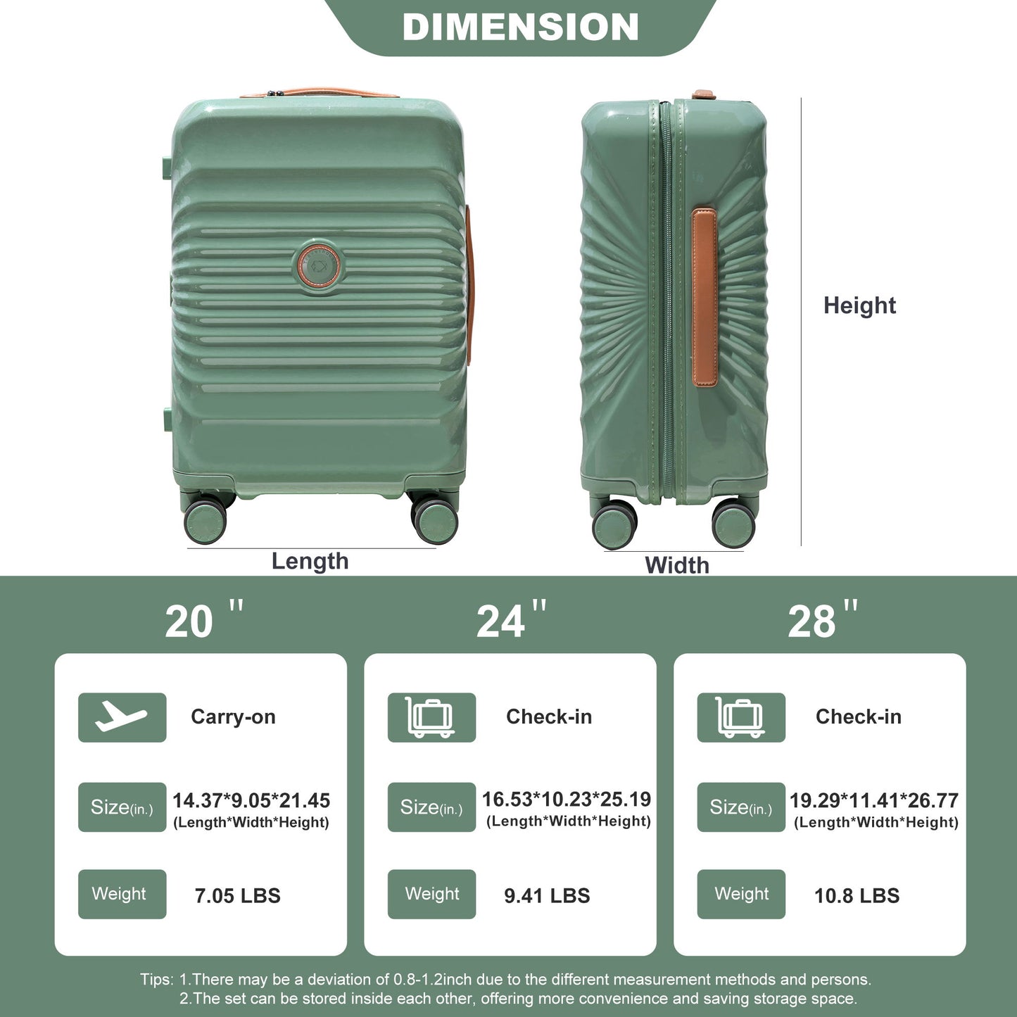 20" Carry On Luggage Lightweight Suitcase Tsa Lock, USB Port, Spinner Wheels Daily Nest