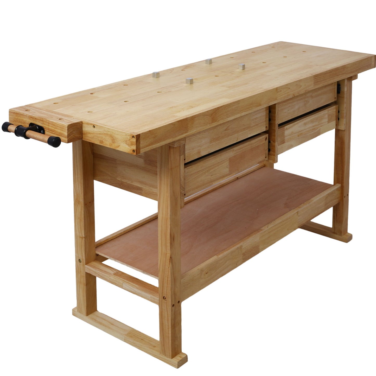 Workbench With 4 Drawers Wooden Workbench For Garage Workshop And Home - Natural Daily Nest