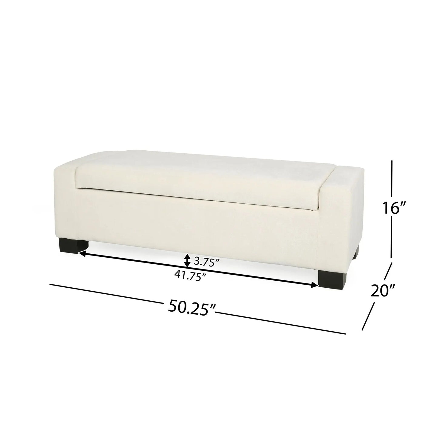 Textured Fabric Ottoman Bench With Hinged Lid Noble House