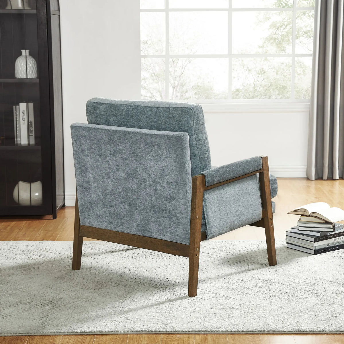 Kelly - Mid-Century Modern Velvet Accent Armchair - Blue Home Essentials