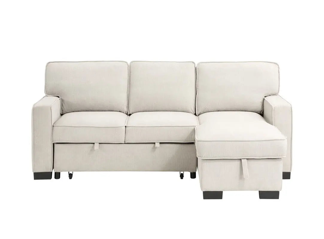Estelle - Fabric Reversible Sleeper Sectional With Storage Chaise Drop-Down Table 2 Cup Holders And 2 USB Ports Lilola Home