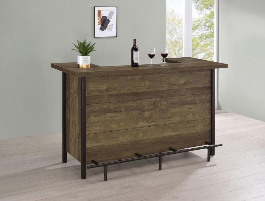 Bellemore - Freestanding Home Bar Wine Cabinet - Rustic Oak CoasterEssence