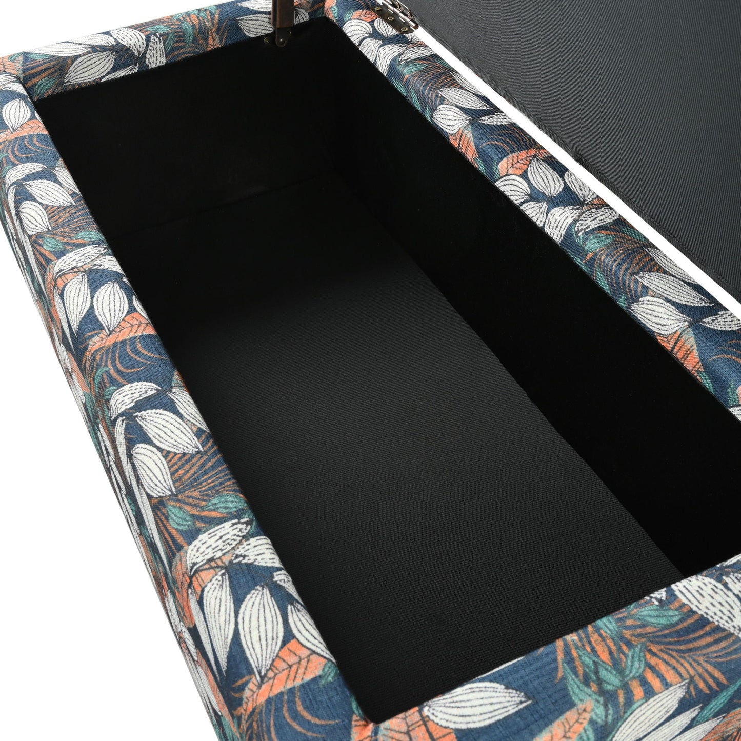 Charming Floral Storage Ottoman With Upholstered Fabric Noble House