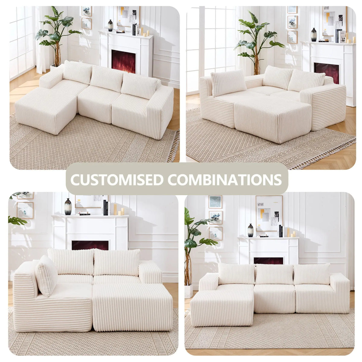 L - Shape Modern Minimalist Modular Sectional Sofa, Upholstered Cloud Couch With Deep Seats Home Essentials