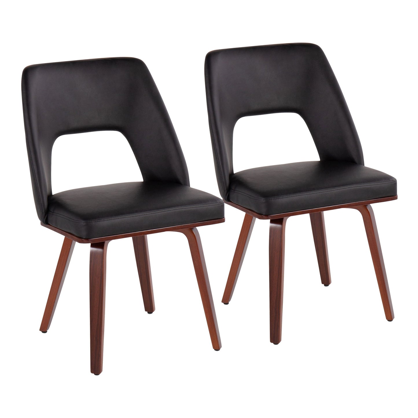 Triad - Mid-Century Modern Upholstered Chair (Set of 2) - Walnut / Black Lumi Source