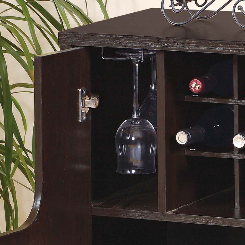 Wine Cabinet With Two Doors Removeable Wine Bottle Rack Metal Wine Glass Racks Four Shelves - Red Cocoa Home Essentials