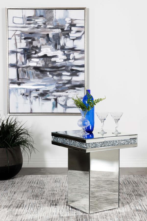 Elora - Square Mirrored Accent Side Table - Silver CoasterElevations