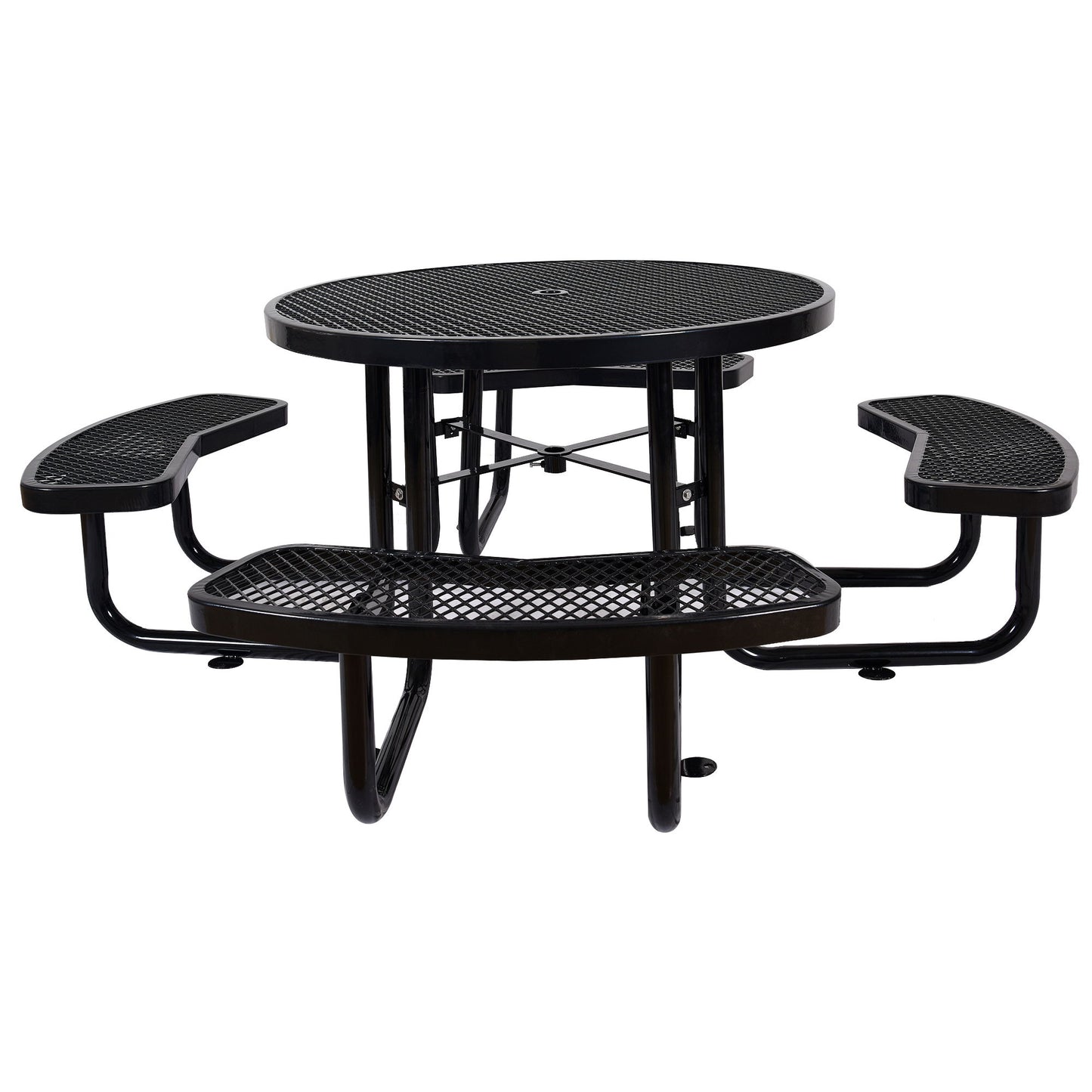 Round Outdoor Steel Picnic Table With Umbrella Pole Home Essentials