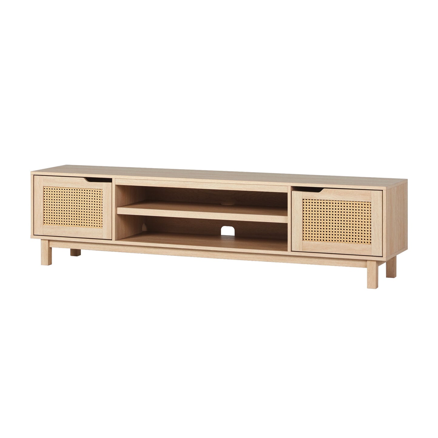 Modern Door Low TV Stand For TVs Up To 80" - Coastal Oak Walker Edison
