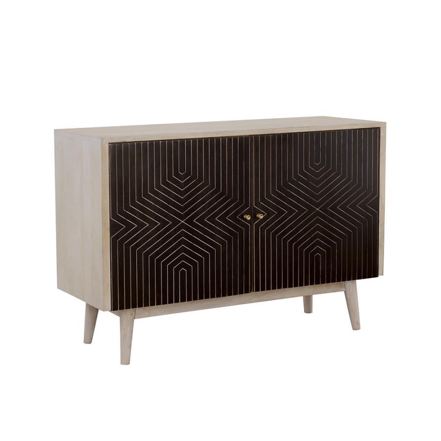 Ixora - 2 Door Wood Accent Cabinet - White Washed And Black CoasterEssence