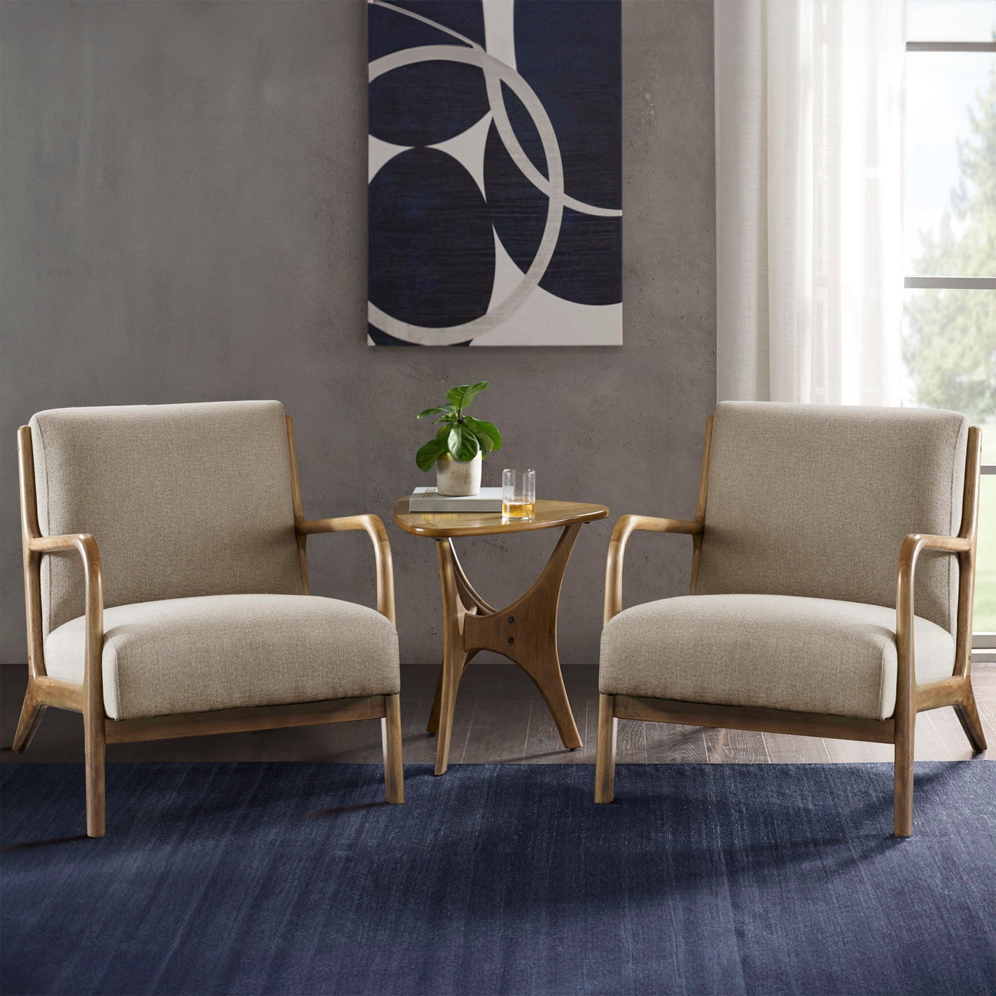 Novak - Mid-Century Modern Accent Armchair (Set of 2) - Taupe INK+IVY