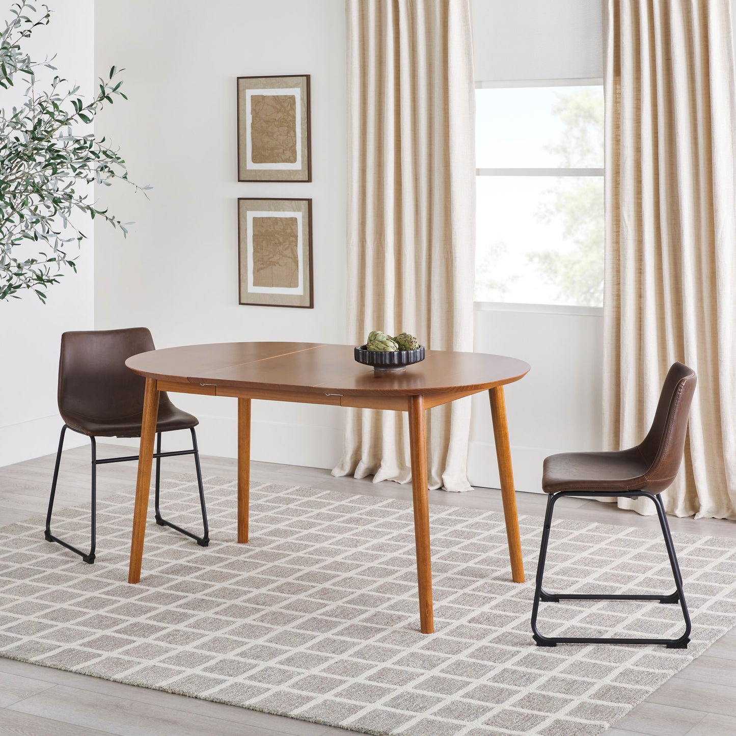 Mid-Century Damsel Extension Dining Table With Removable Leaf - Caramel Walker Edison