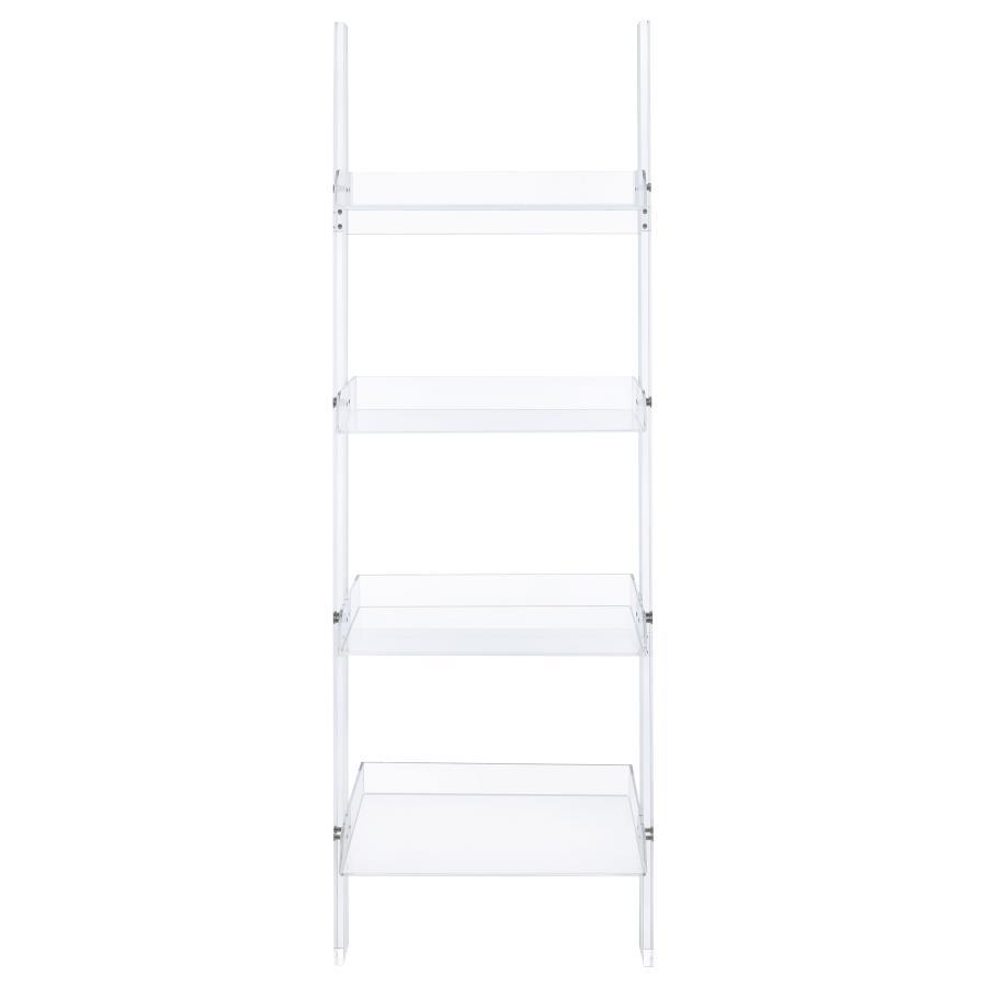 Amaturo - 4-Shelf Acrylic Ladder Bookshelf - Clear CoasterEssence