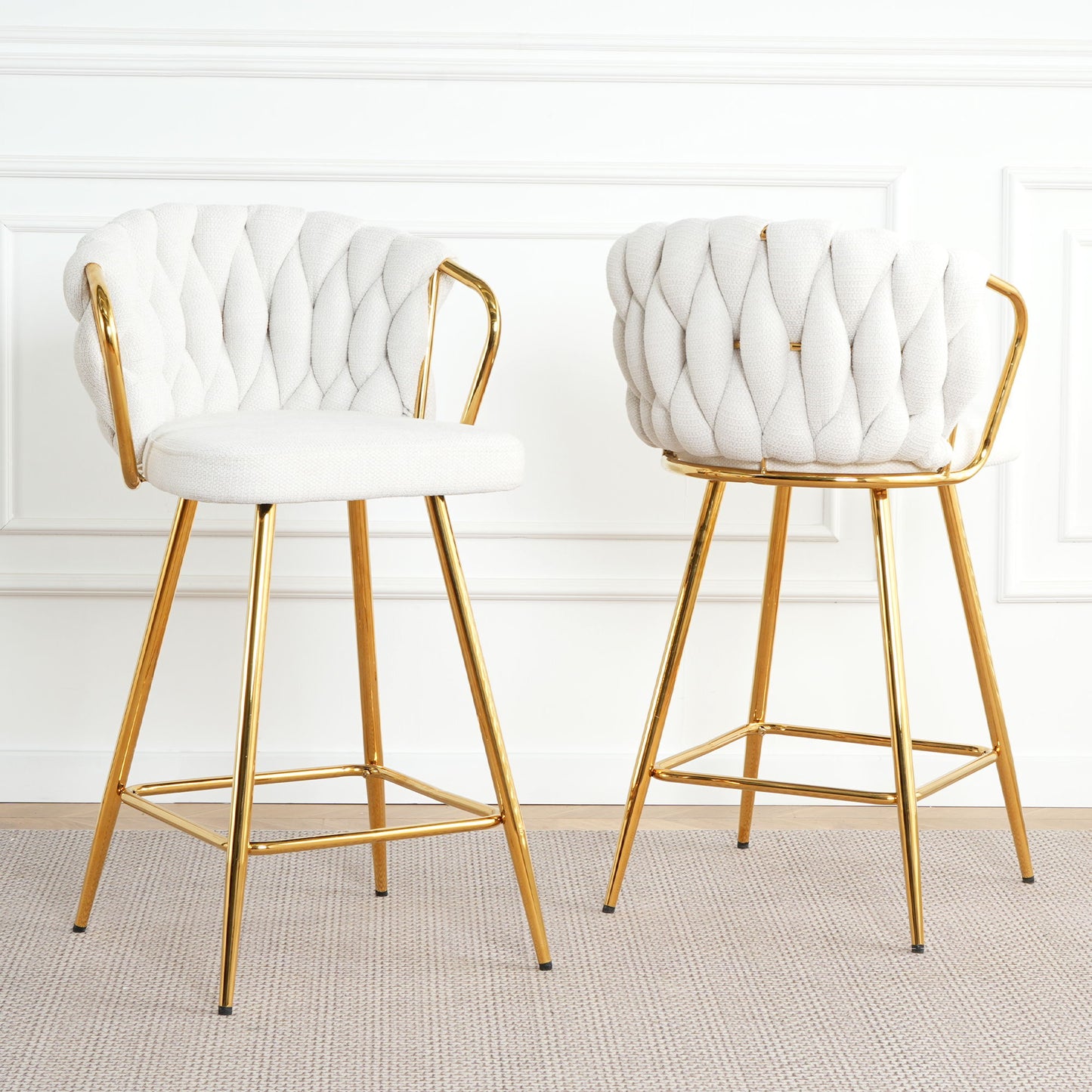 Modern Design High Stool With Plated Legs (Set of 2) Home Essentials