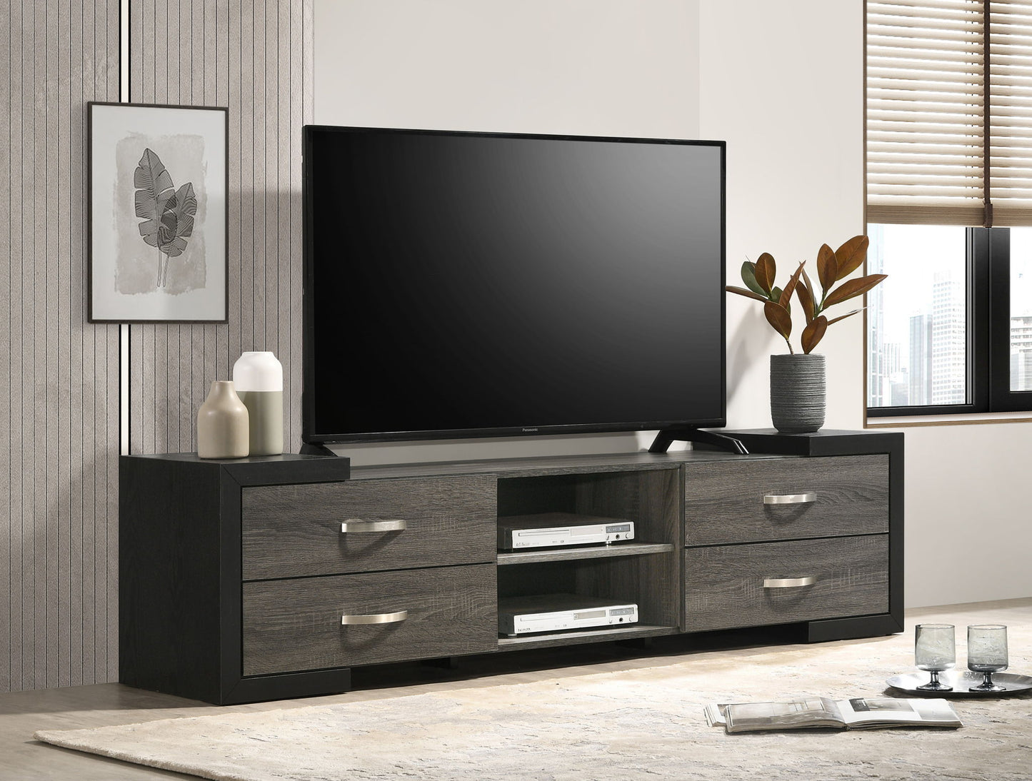 Brant - TV Stand - Dark Gray Crown Mark