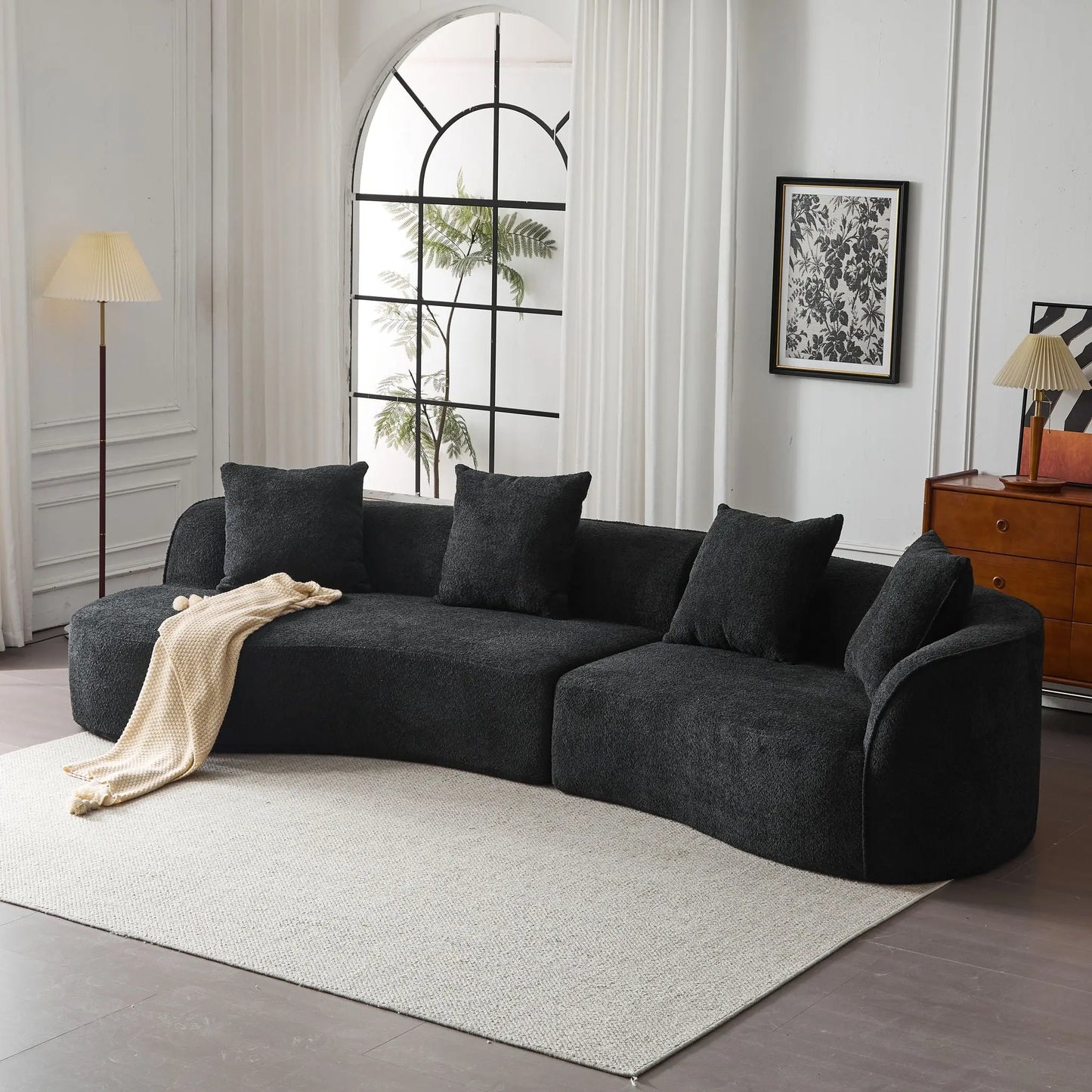 Elegant Curved Sectional Sofa With Full Foam Comfort Noble House