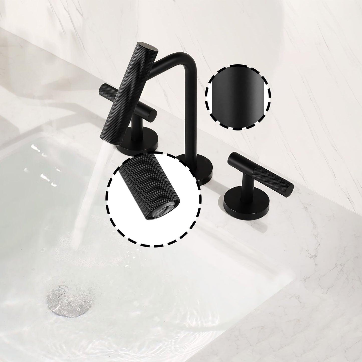 2 Handles Widespread 8" Bathroom Faucet With Solid Brass Construction - Matte Black Daily Nest