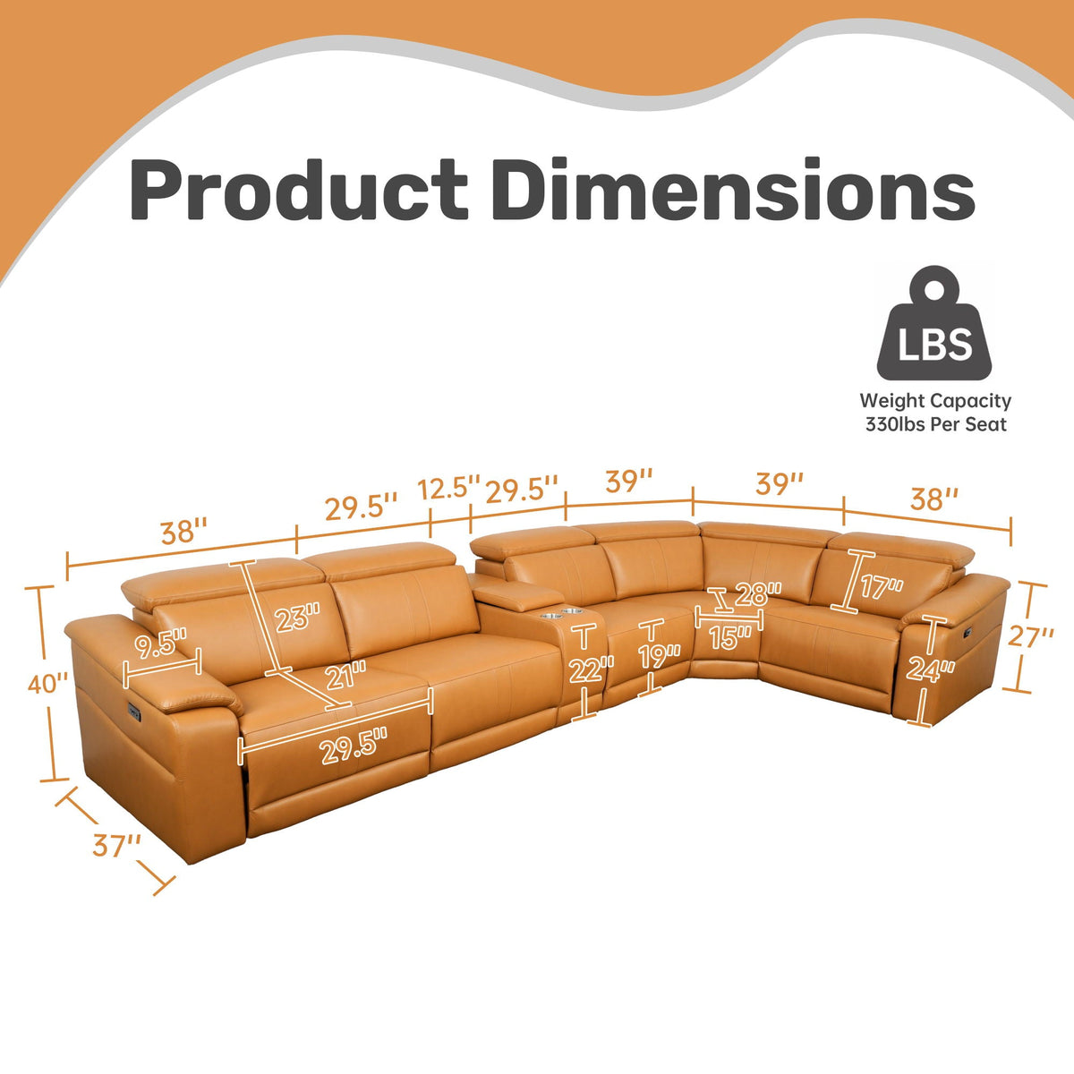 Modular Sofa Set With 2 Cup Holders, Sectional Living Room Furniture Home Essentials