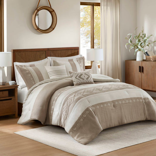 Sutherland - King Comforter 5 Piece Set - Taupe Woolrich