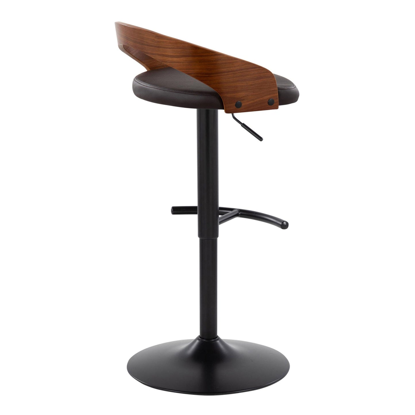 Grotto - Contemporary Adjustable Barstool With Swivel With Rounded T Footrest (Set of 2) Lumi Source