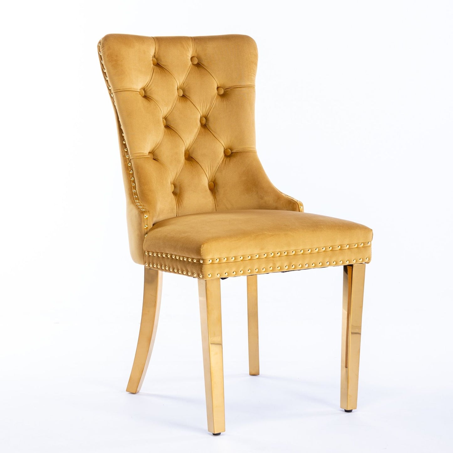 Nikki - Modern, High-End Tufted Solid Wood Contemporary Velvet Upholstered Dining Chair With Golden Stainless Steel Plating Legs, Nailhead Trim (Set of 2) Home Essentials
