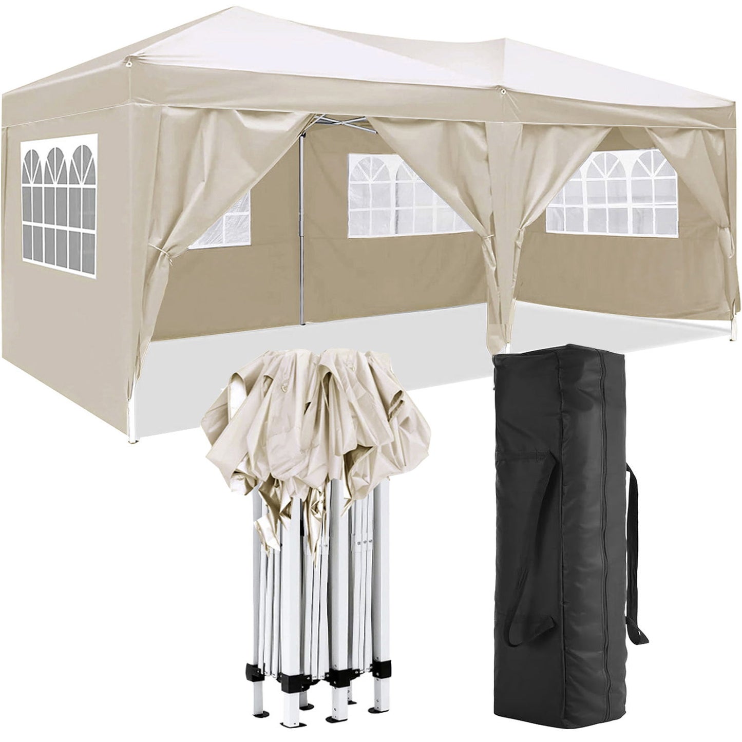10'X20' Folding Canopy With 6 Removable Sidewalls Outdoor Event Shelter UPF 50+ Gazebo Portable Tents For Parties Beach Camping Wedding Ez Pop Up Canopy Home Essentials