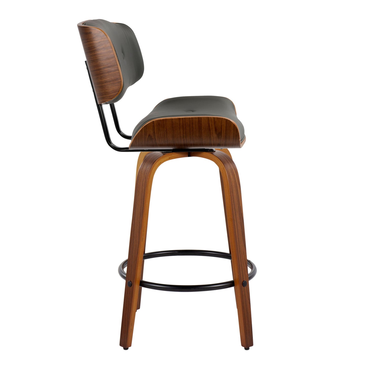 Lombardi - Mid-Century Modern Fixed Height Counter Stool With Swivel With Round Footrest (Set of 2) Lumi Source