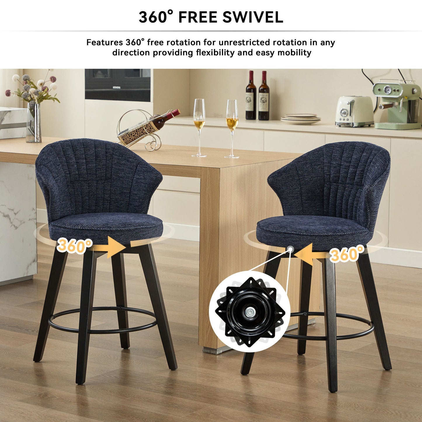 Wing Back Swivel Bar Stools (Set of 2) Home Essentials