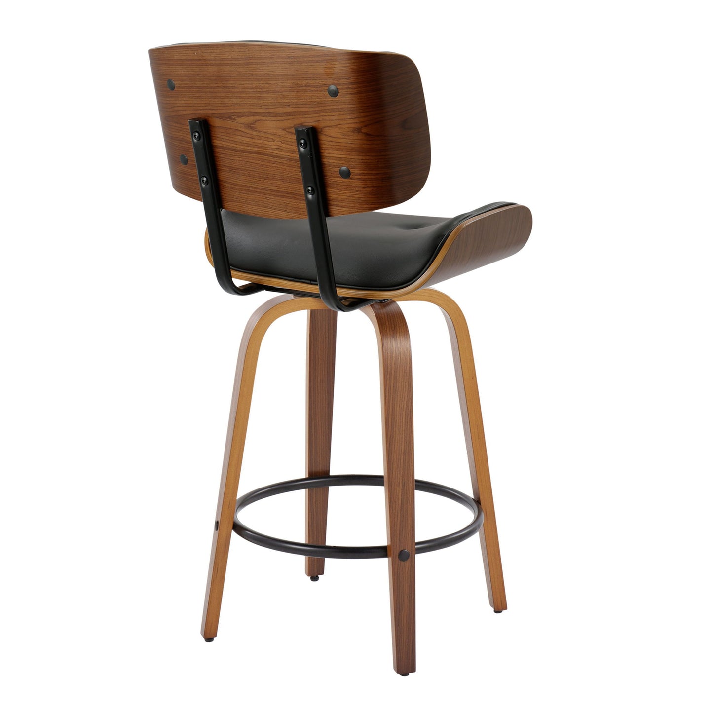 Lombardi - Mid-Century Modern Fixed Height Counter Stool With Swivel With Round Footrest (Set of 2) Lumi Source