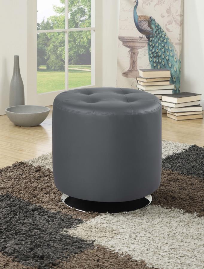 Bowman - Round Upholstered Tufted Swivel Ottoman CoasterEveryday