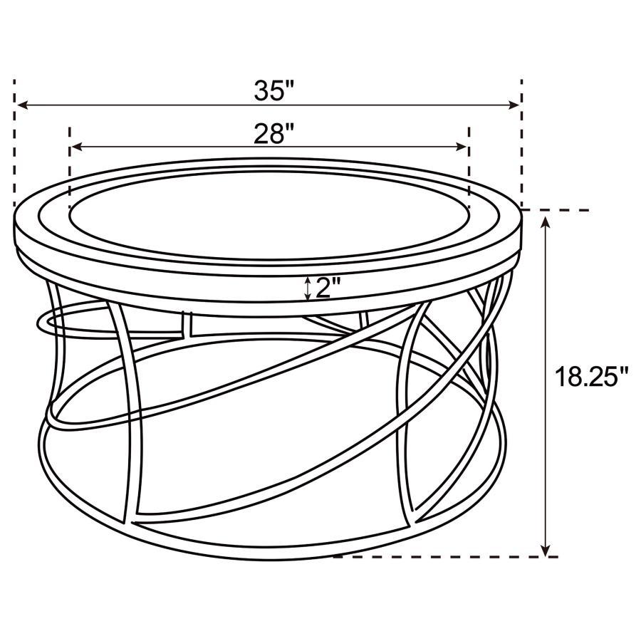 Elise - Round Mirror Top Stainless Steel Coffee Table - Gold CoasterEveryday