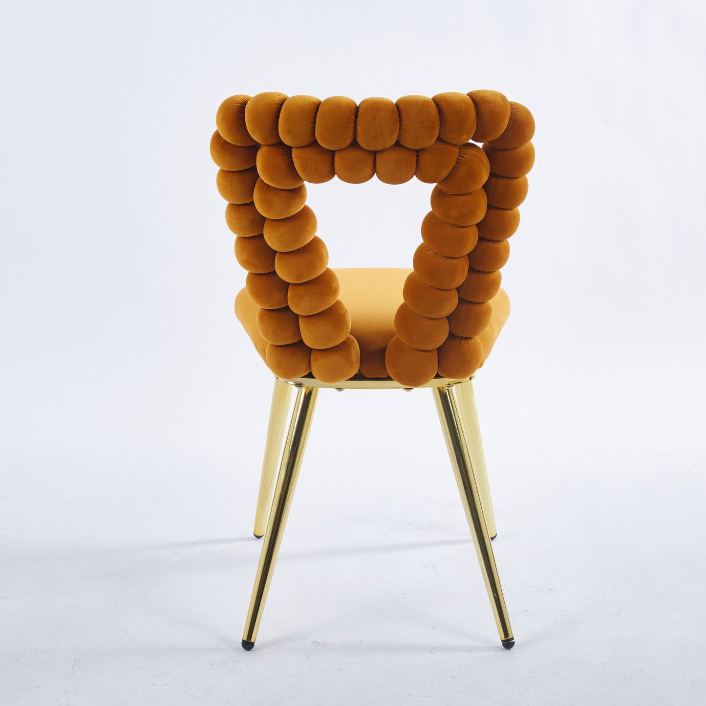 Modern Chair With Iron Tube Legs, Soft Cushions And Comfortable Backrest, Suitable For Dining Room, Living Room, Cafe, Hairball Back Home Essentials